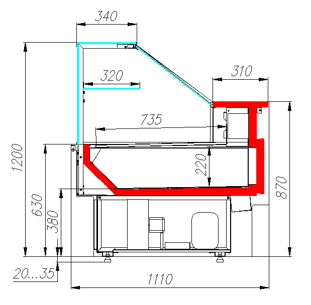 Холодильная витрина CARBOMA CG110 ВХС (0/+7 °С) / BAVARIA 2